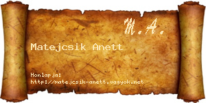 Matejcsik Anett névjegykártya